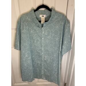 Disney Parks Mickey Mouse Men’s Hawaiian Shirt Aloha Aqua Floral 3XL